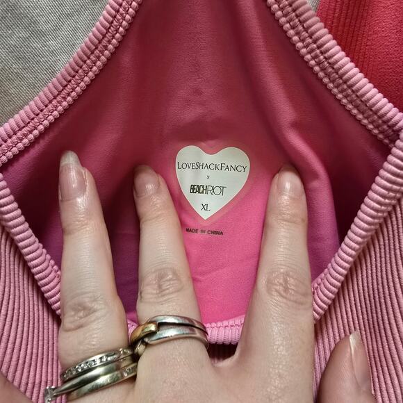 LoveShackFancy x Beach Riot pink colorblock ribbed large legging XL sports bra - Picture 2 of 15
